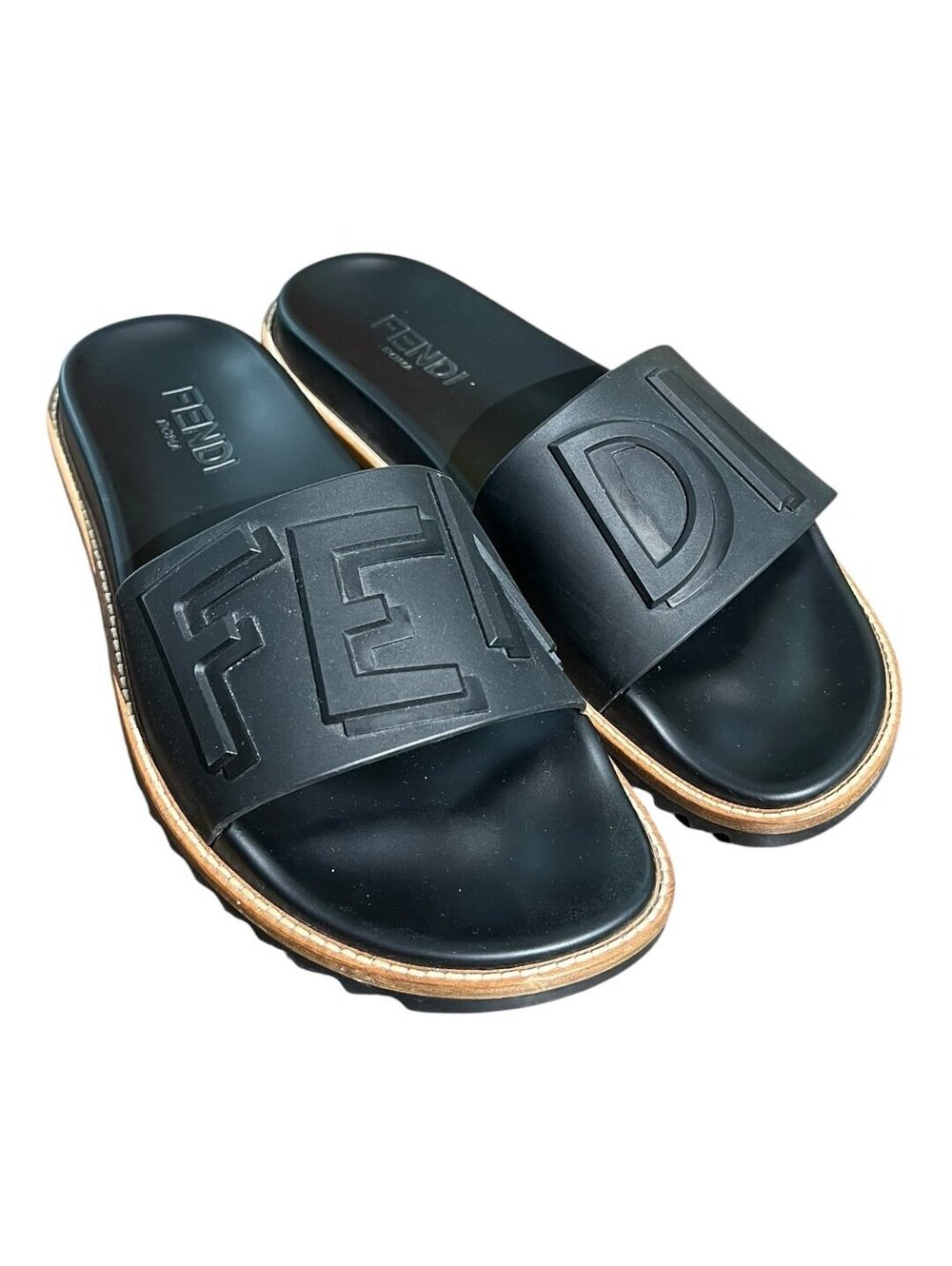 Fendi Blk Vocabulary Sandals 7X1148 Shark Sole